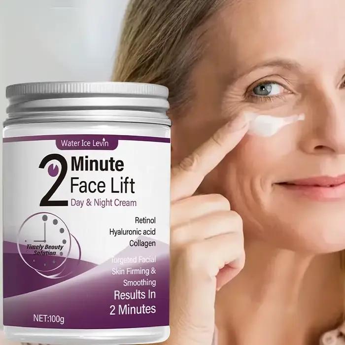 Crème de jour et de nuit pour lifting du visage en 2 minutes avec rétinol, acide hyaluronique et collagène - Lotion hydratante adaptée à tous les tons de peau claire, sans parfum, s'absorbe en 2 minut