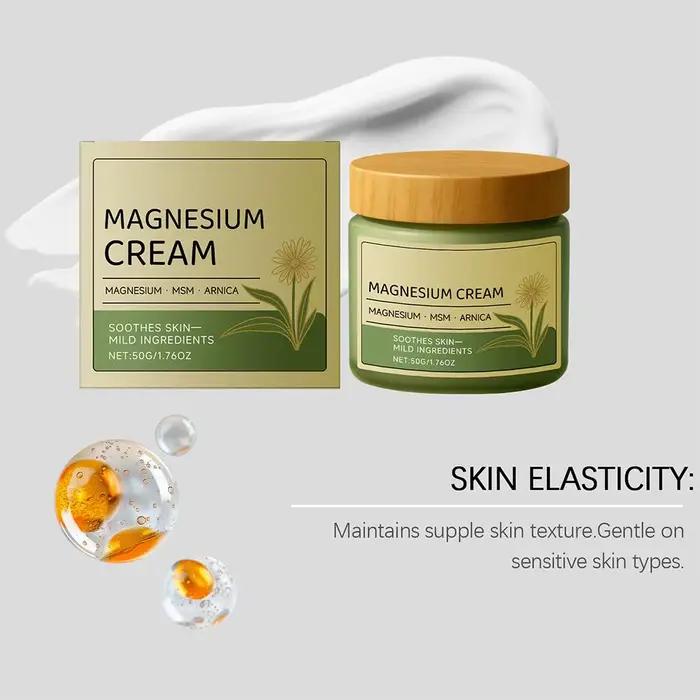 Crème de massage au magnésium 50g, hydratant doux pour le corps avec MSM et arnica pour une application confortable, une peau douce et un soin quotidien