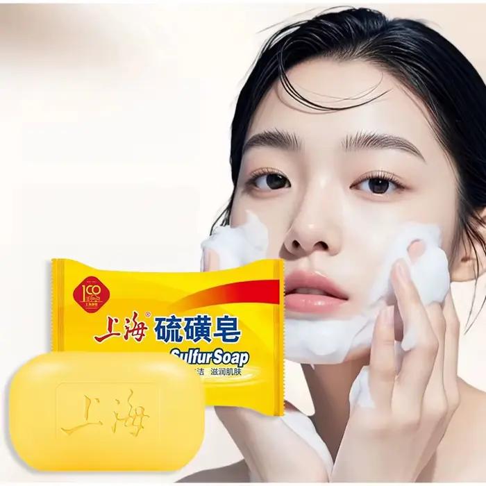 Savon au soufre de Shanghai : Nettoyage en profondeur, Rafraîchissement doux, Nourrit la peau, Contrôle du sébum, Savon nettoyant pour le visage et le corps