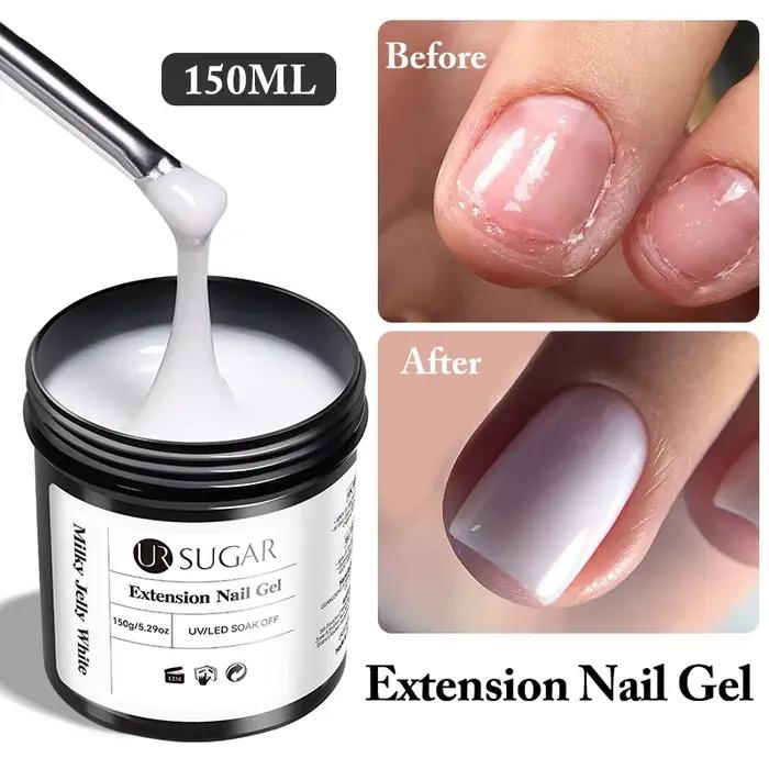 UR SUGAR 150g Gel d'extension rapide gelée rose blanc laiteux Camouflage doigt français Gel dur UV LED Gel Nail Art Design manucure