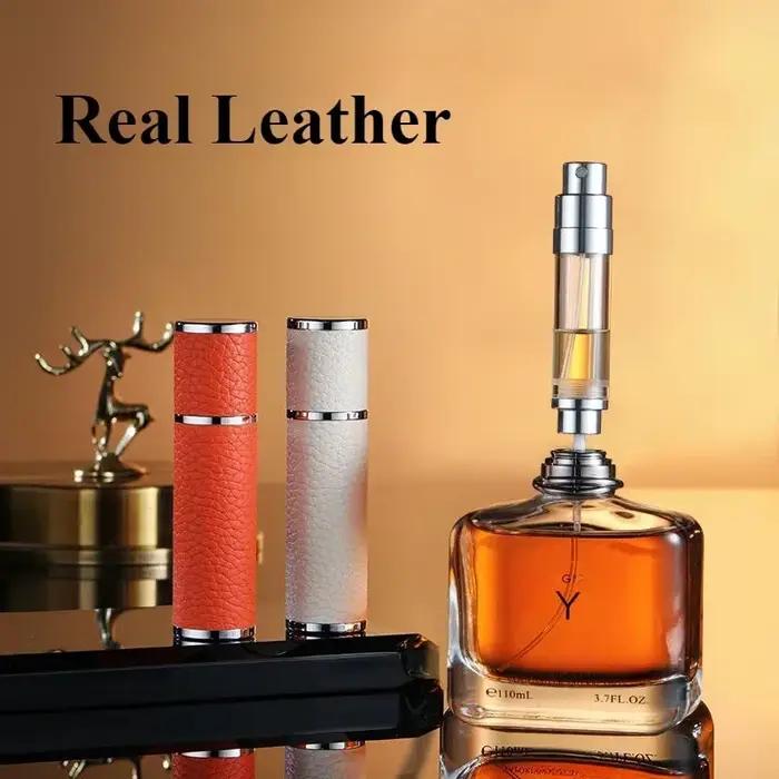 Atomiseur de parfum portable en cuir véritable, contenant liquide pour cosmétiques, mini vaporisateur de voyage, bouteille de luxe africaine, d'extraction illable de tous les jours, 5ml, 8ml