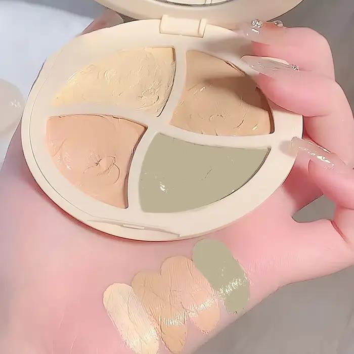 Palette de correcteurs imperméables 4 en 1, texture naturelle hydratante longue durée, crémeuse, couvre les imperfections/cercles foncées/acné