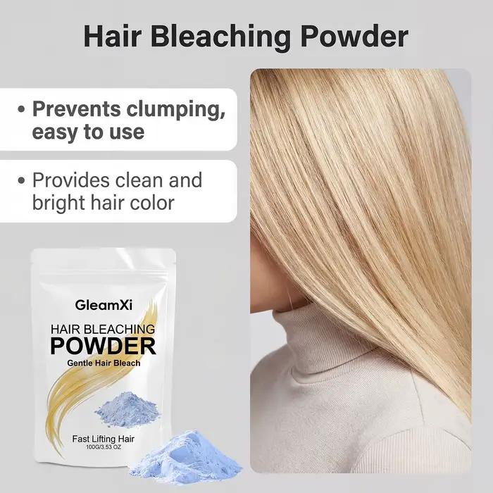 Poudre décolorante pour cheveux Gleamxi, décoloration douce, utilisation en salon ou à domicile, éclaircissement uniforme, coloration professionnelle DIY, poudre tonifiante pour cheveux