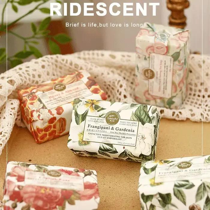 Savon parfumé aux fleurs, 200g, huile essentielle, savon fait à la main pour le nettoyage du corps,