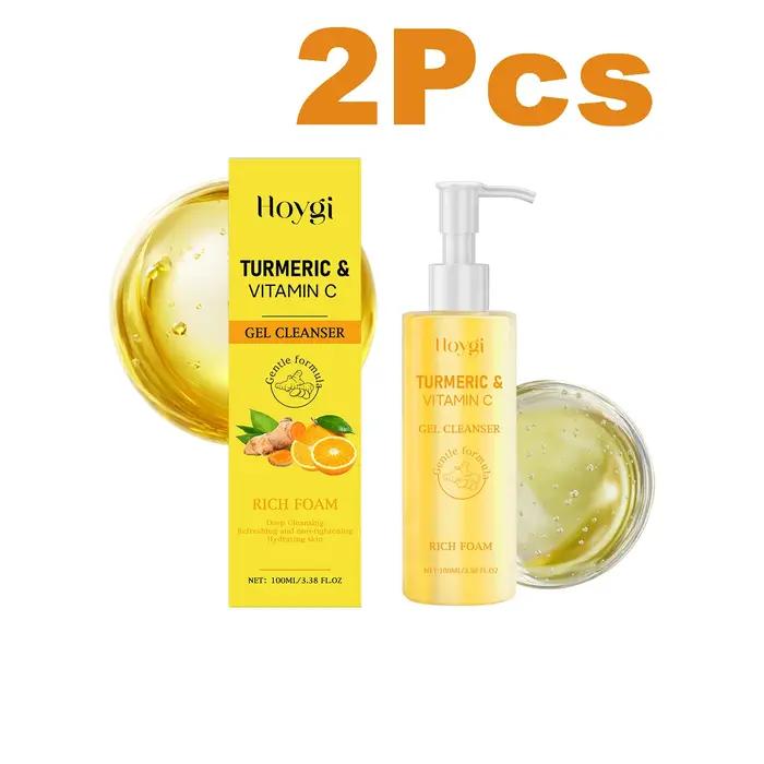 Nettoyant pour le visage au curcuma et à la vitamine C, hydratant rafraîchissant pour une peau douce et lisse, purificateur éclaircissant