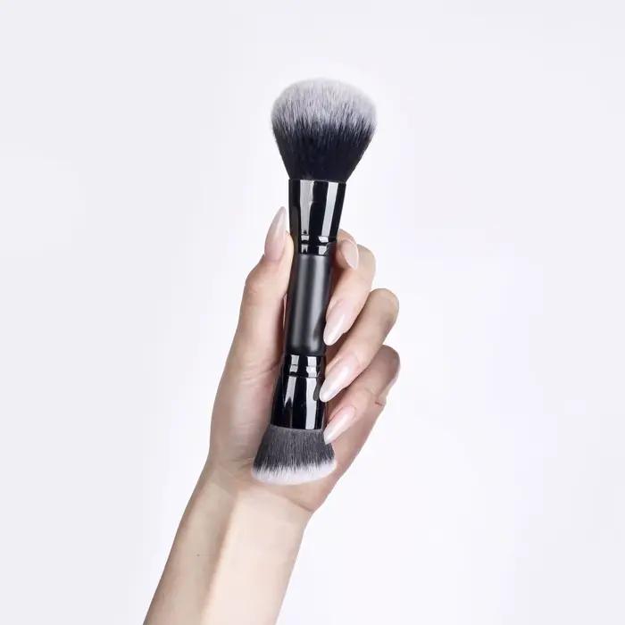 Pinceaux de maquillage simples, marque privée, fond de teint rond coudé populaire, pinceau de mélange de maquillage avec emballage, vente en gros, 10 pièces/lot