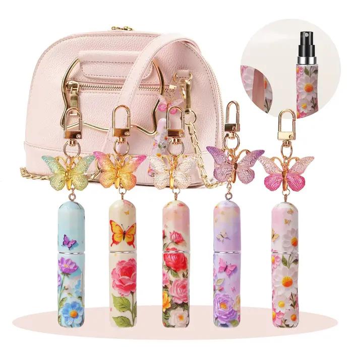 Ensemble de porte-clés de parfum papillon, bouteilles de voyage rechargeables, capacité de 5ML, dist