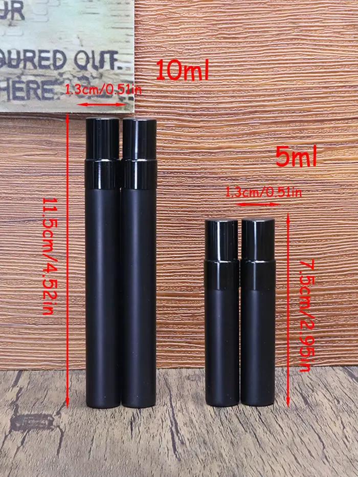 32/56 pièces, flacon de parfum noir givré de 10/5 ml avec 6 outils, flacon pulvérisateur rechargeable portable, format voyage, flacon d'échantillon en verre,