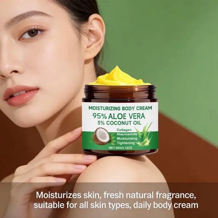 Crème hydratante pour le corps à 95% d'aloe vera avec 5% d'huile de noix de coco