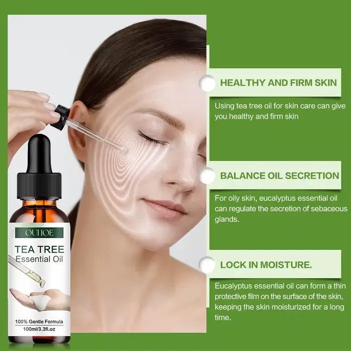 Huile Essentielle Pure d'Arbre à Thé Naturelle Hydratante pour le Visage, le Corps et les Zones Intimes – Soin Réparateur et Aromathérapie pour la Peau
