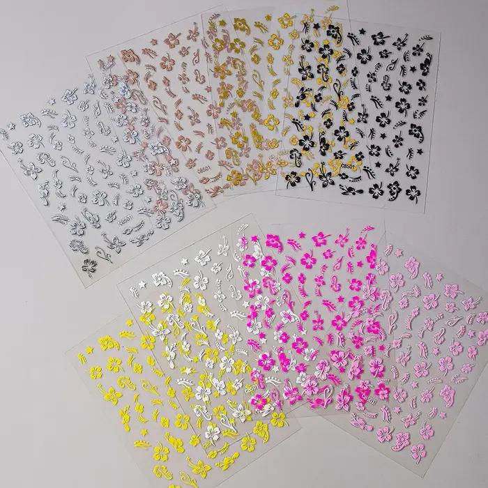 Autocollant 3D fleurs d'hibiscus pour ongles