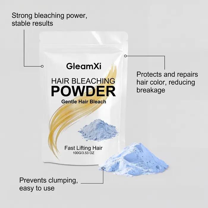 Poudre décolorante pour cheveux Gleamxi, décoloration douce, utilisation en salon ou à domicile, éclaircissement uniforme, coloration professionnelle DIY, poudre tonifiante pour cheveux