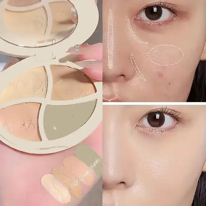 Palette de correcteurs imperméables 4 en 1, texture naturelle hydratante longue durée, crémeuse, couvre les imperfections/cercles foncées/acné