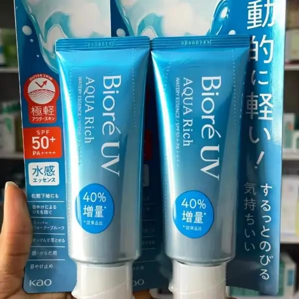 Biore Crème Solaire Isolante Rafraîchissante Non Grasse Corps et Visage Anti-UV Essence Aquatique Riche SPF50+ PA++++