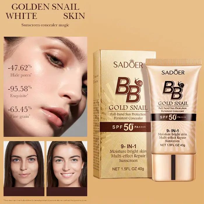 SADOER or escargot crème solaire BB fond de teint correcteur crème d'isolation hydratante SPF50 + PA +++ 40g hydratant pour le visage