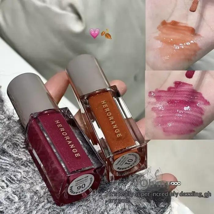 HERORANGE Gloss à lèvres transparent effet miroir scintillant