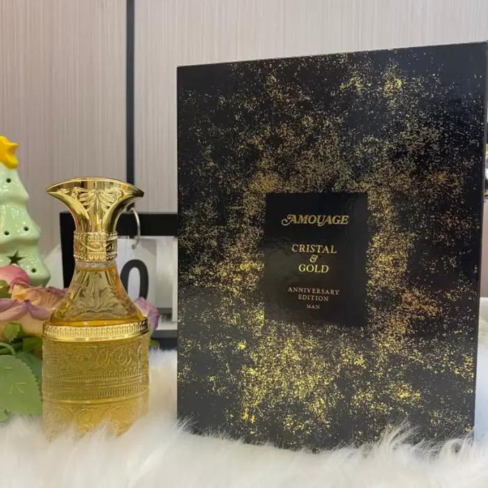 Parfum de luxe Amouage Cristal & Gold 50ml, fragrance Chypre, longue tenue, élégant, unisexe, parfum exquis, série Cristal Gold