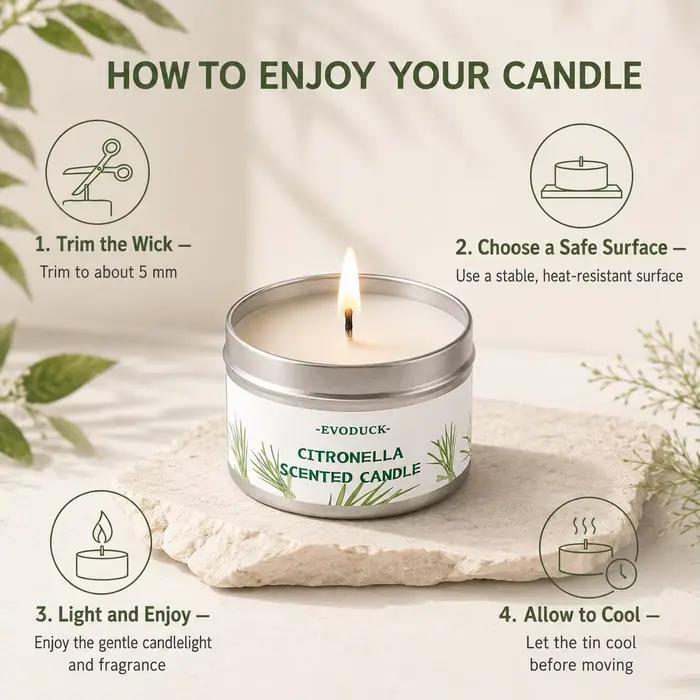 Bougie à la citronnelle pour l'extérieur, bougie parfumée à la citronnelle pour patio, balcon, jardin, camping, pique-nique, fête d'été, longue durée, décoration en boîte