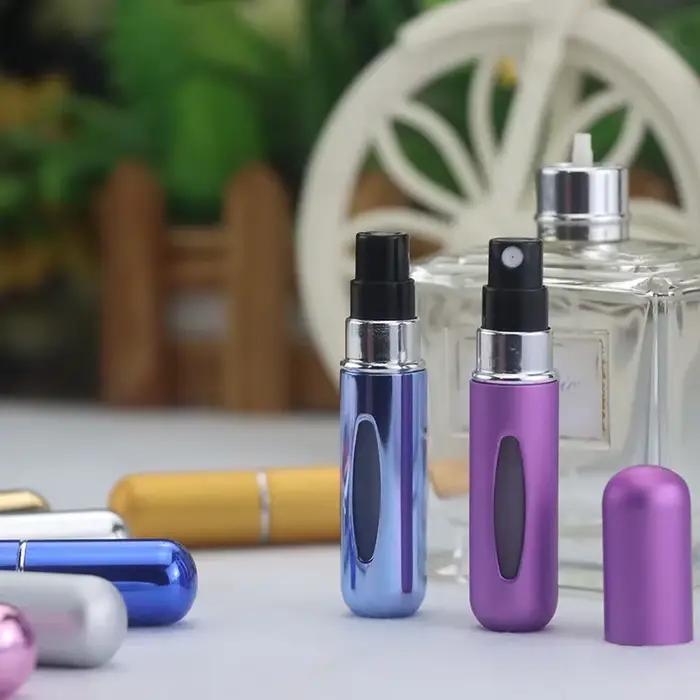 Atomiseur de parfum rechargeable en spray, bomba de parfum en aluminium, mini garrafa para voyages, 5ml
