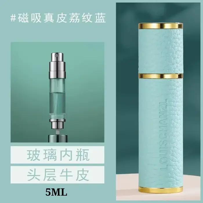 Atomiseur de parfum portable en cuir véritable, contenant liquide pour cosmétiques, mini vaporisateu
