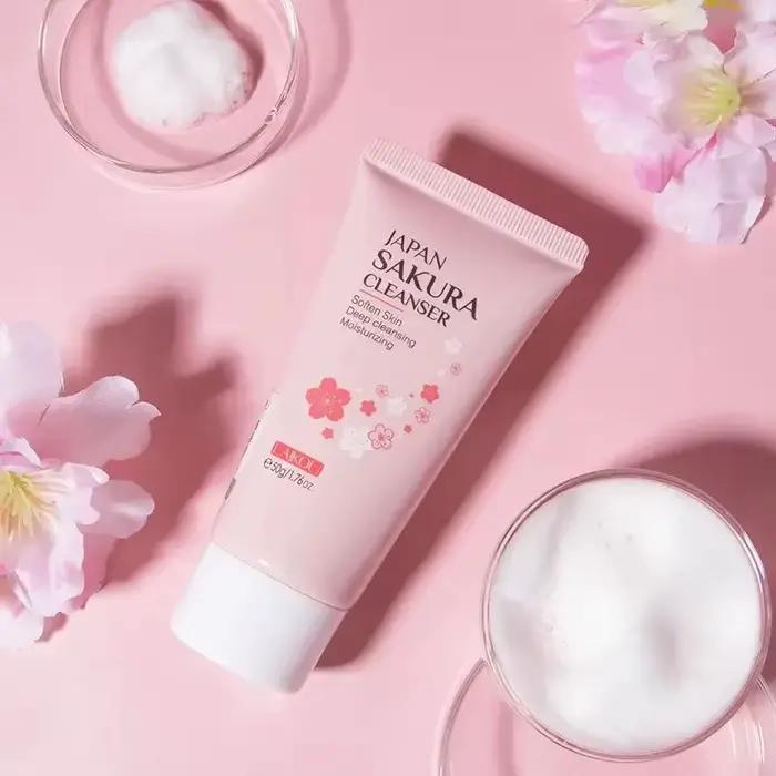 LAIKOU Sakura nettoyant doux nettoyage en profondeur contrôle de l'huile hydratant rétrécit les Pores visage soins de