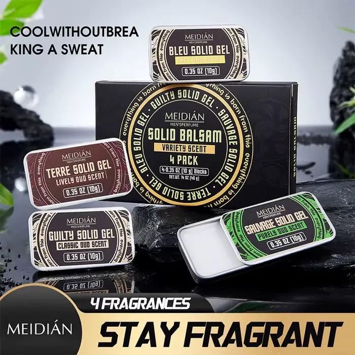 Lot de 4 parfums solides pour homme, parfum de phéromones, parfum naturel longue durée, senteur florale fruitée, déodorant solide de poche