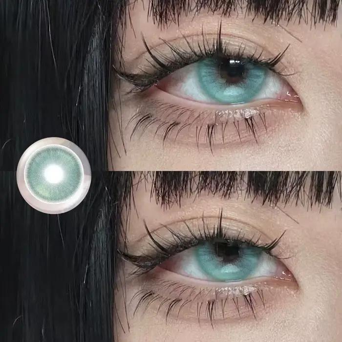 Lentilles de Contact de couleur verte pour les yeux 1 paire Cosplay Prescription pour myopia0-800 degrés