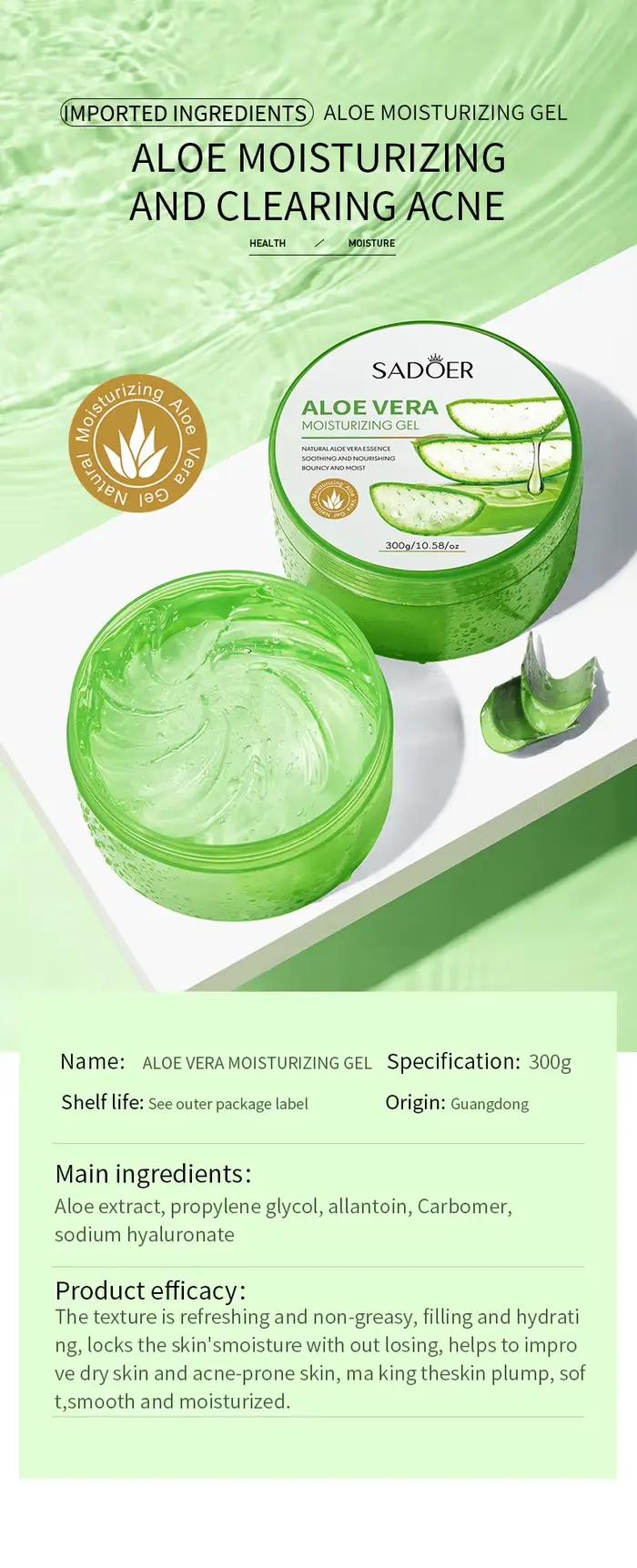 SADOER Gel d'Aloe Vera Gel hydratant d'Aloe Vera