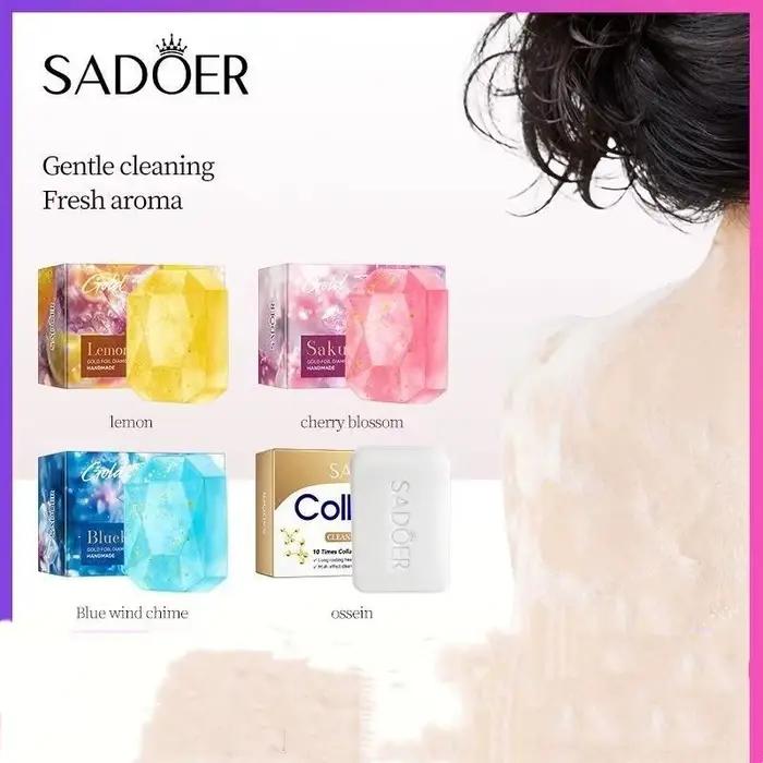 Savon à l'huile essentielle de diamant SADOER, parfumé à la rose et à la fleur de cerisier, savon artisanal pour le visage et le corps, soin de luxe