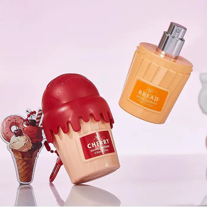 Parfum Corporel en Spray 50ml en Forme de Croissant Glacé, Parfum Cerise, Fraise et Chocolat, Pendentif Délicat et Mignon, Dubaï Arabie