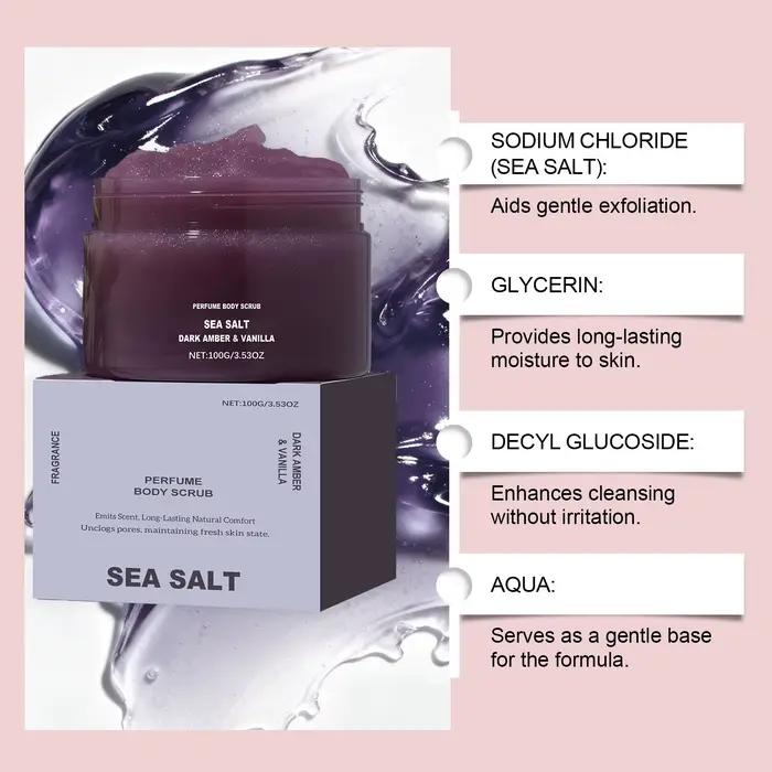 Parfum gommage corporel hydratant lissant peau exfoliant naturel sel Rose corail ambre vanille parfum hydratant nettoyage de la peau