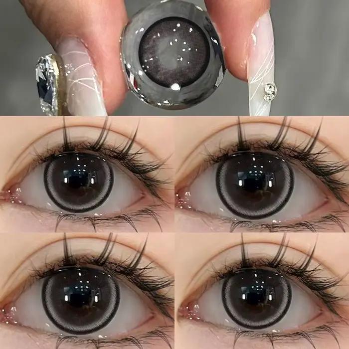 2 pièces lentilles de Contact de couleur de haute qualité pour les yeux avec dioptrie yeux de myopie lentille bleue douce beauté élève utilisation annuelle expédition rapide
