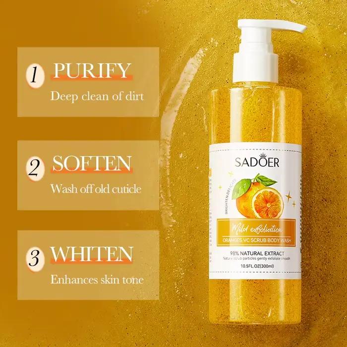 Gel douche exfoliant pour le corps à l'orange 300 ml