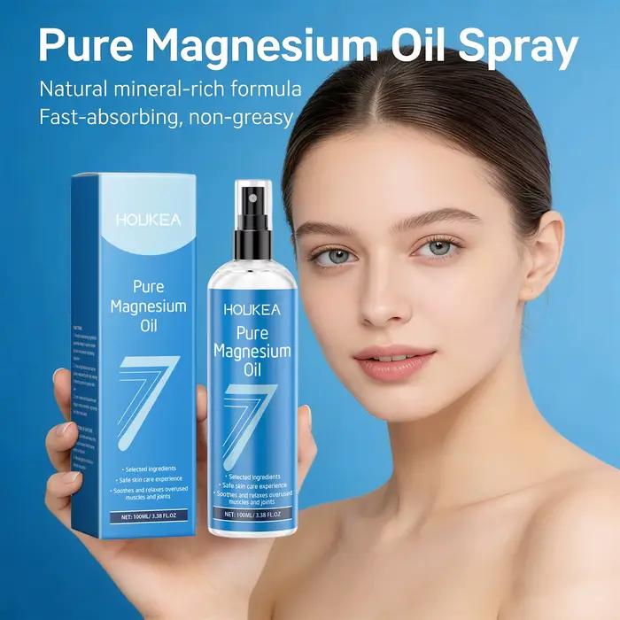 Huile de magnésium pure en spray, apaisante, relaxante, réparatrice des muscles et des articulations, renforce la barrière cutanée, soulage la fatigue, améliore la rugosité de la peau