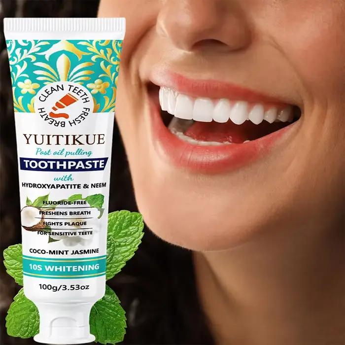 Dentifrice à l'hydroxyapatite, sans fluor, au neem, menthe coco et jasmin, pour une haleine fraîche, doux pour les dents sensibles, soin buccal