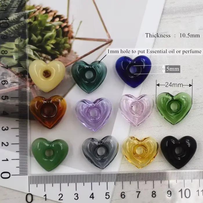 1X coeur diffuseur parfum rechargeable à la main huile essentielle aromathérapie bouteille pendentif bijoux indiquer chanceux verre pendentif