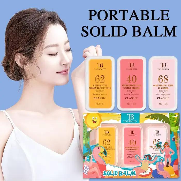 Coffret de 1/3 baumes parfumés solides aux arômes fruités, parfum corporel romantique longue durée pour hommes et femmes, déodorant solide portable