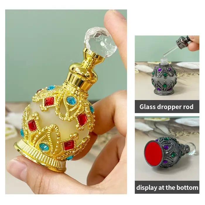 Mini bouteille d'huile de parfum incrustée de bijoux de 15ml, conteneur léger et rechargeable, usage quotidien, stockage de parfum, petit cadeau de Festival