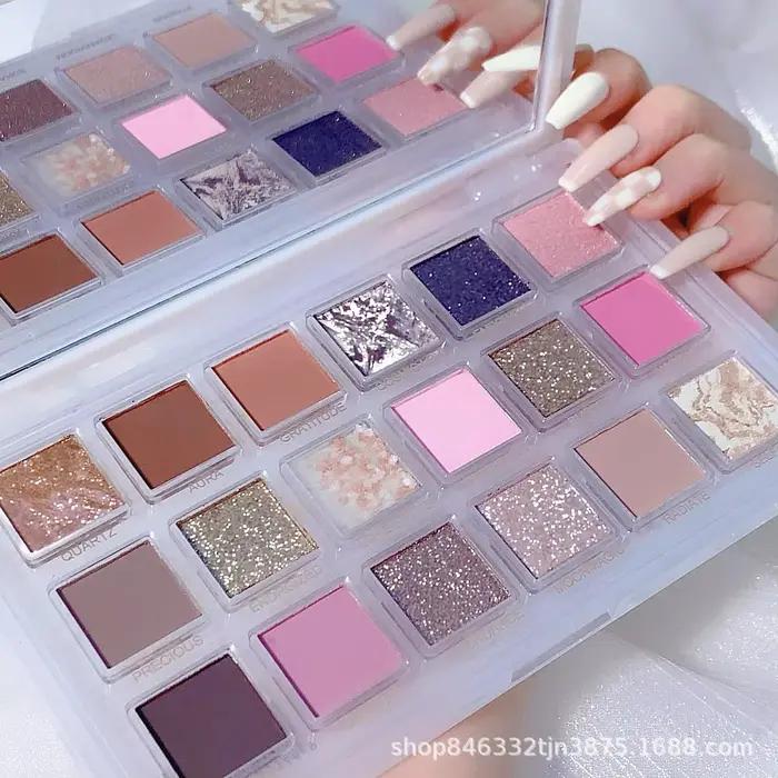 Palette de fards à paupières 18 couleurs, mat, scintillant, imperméable, maquillage longue durée, co