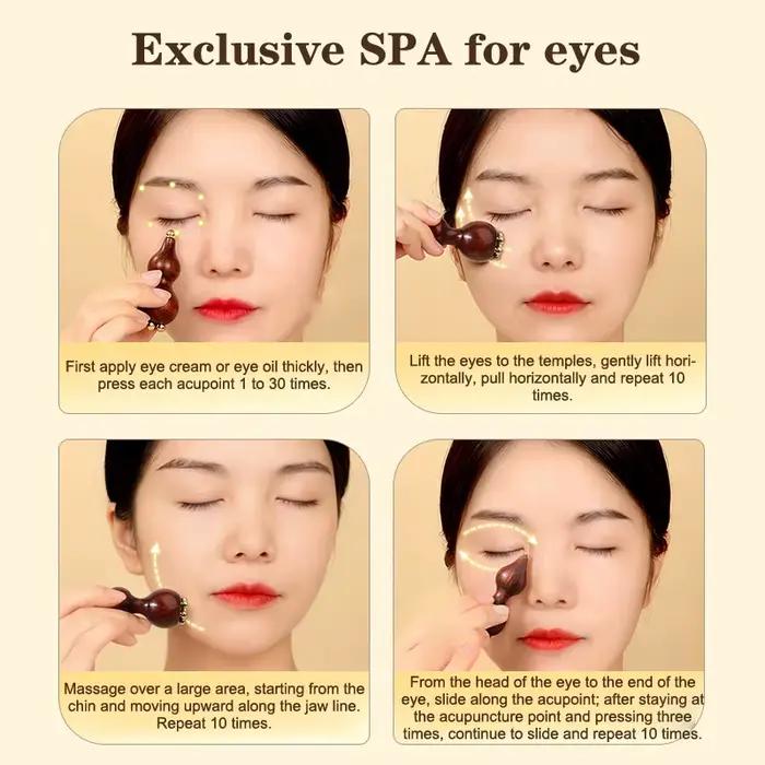 Outil de massage facial Gua Sha professionnel en laiton et bois de rose en forme de graine de lotus pour le lifting
