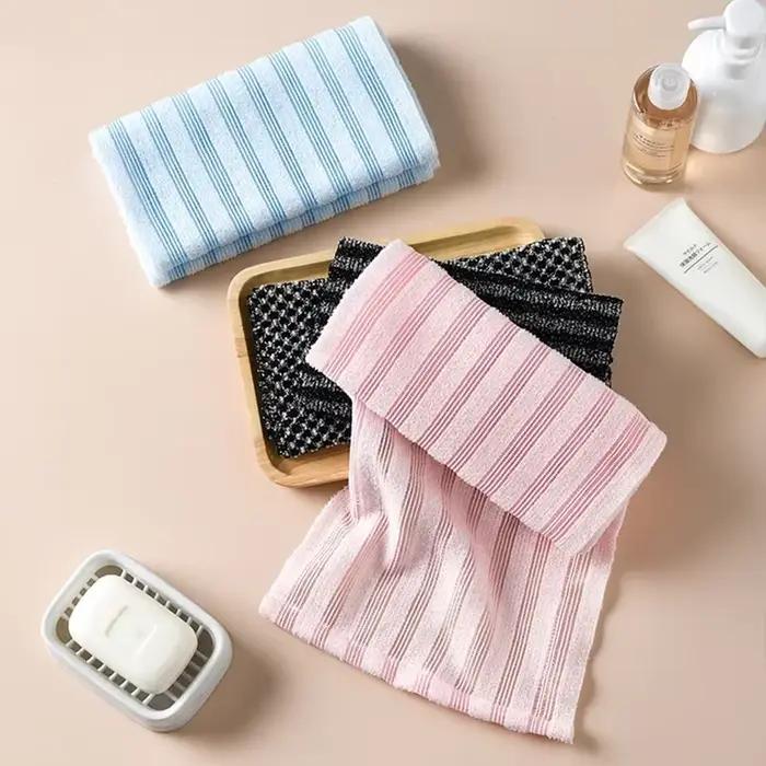 Serviette exfoliante pour le dos, pour la douche, pour hommes, avec ions argent, multifonction, serviette de bain en mousse, ultra-longue, serviettes exfoliantes