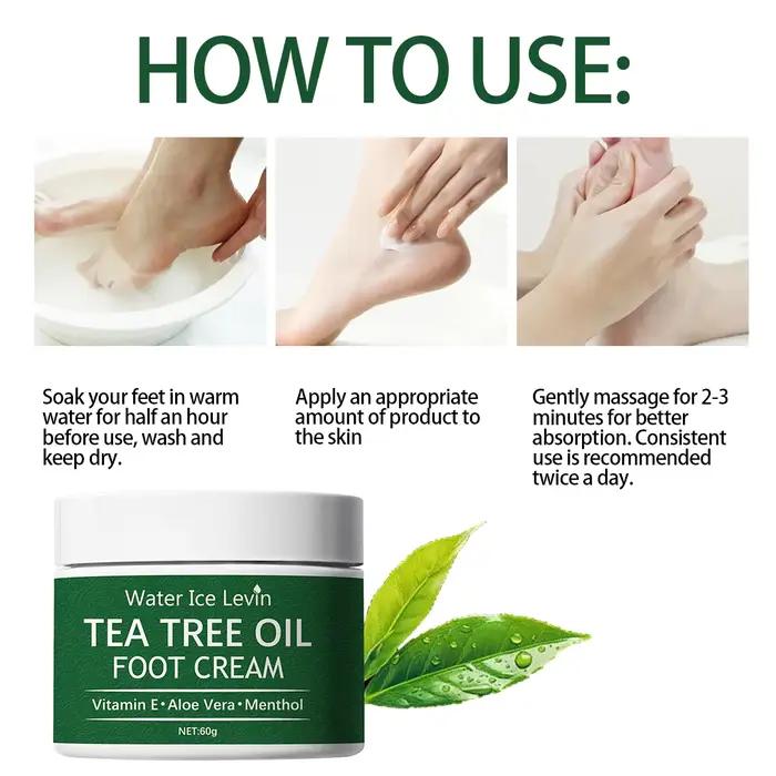 Crème pour les pieds à l'huile d'arbre à thé Water Ice Levin – Vitamine E Aloe Vera Menthol Ralent