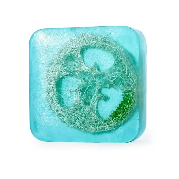 Savon d'huile essentielle de bain de nettoyage en profondeur de sel de mer de luffa, mousse riche et délicate, facile à laver, savon d'été rafraîchissant