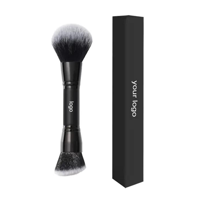 Pinceaux de maquillage simples, marque privée, fond de teint rond coudé populaire, pinceau de mélange de maquillage avec emballage, vente en gros, 10 pièces/lot