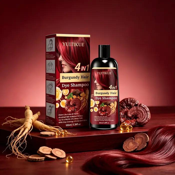 Shampoo colorant capillaire Bourgogne 4 en 1, 100 ml, extrait botanique, 99 % de couverture des chev