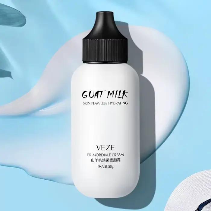 Crème de fond de teint professionnelle pour le visage paresseux, lait de chèvre, revitalisant, couverture complète, Base de maquillage imperméable, éclaircissante, foncée