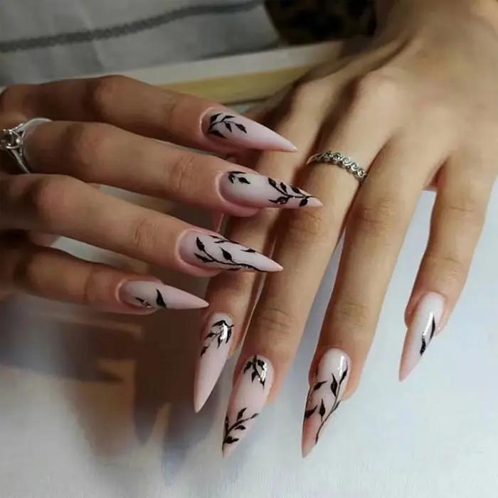 Ensemble de faux ongles noirs brillants