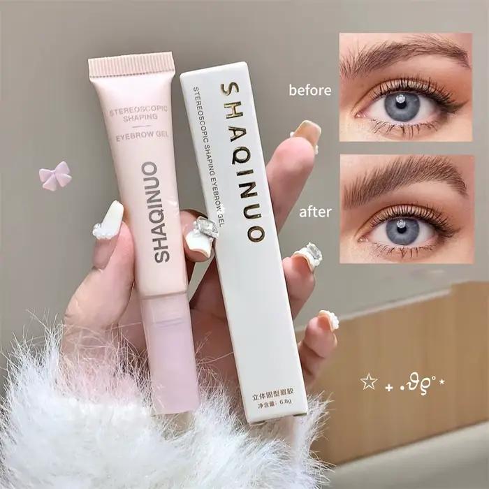 Gel à sourcils 3D imperméable, résistant aux taches, coiffage et mise en forme des sourcils avec brosse en Silicone, tenue longue durée pour un maquillage toute la journée