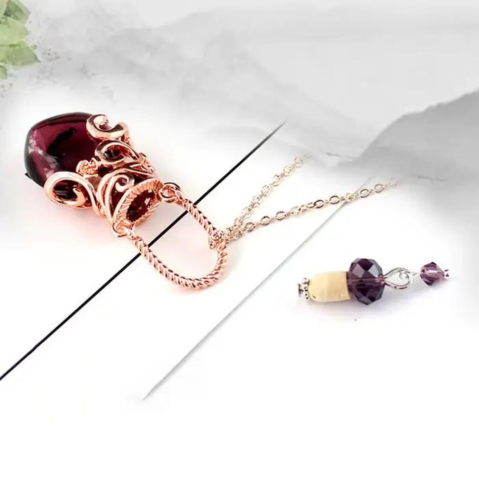 JOMemorial-Fiole de sexuellement en Verre en Forme de Cœur, Pendentif Diffuseur d'Huile Essentielle, Bijou Réglable