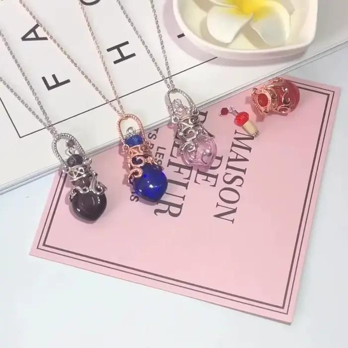 JOMemorial-Fiole de sexuellement en Verre en Forme de Cœur, Pendentif Diffuseur d'Huile Essentielle, Bijou Réglable
